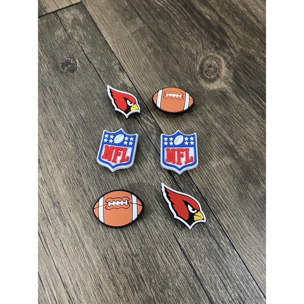 Arizona Cardinals Football Team Charm For Crocs Shoe Charms - 6 Pieces